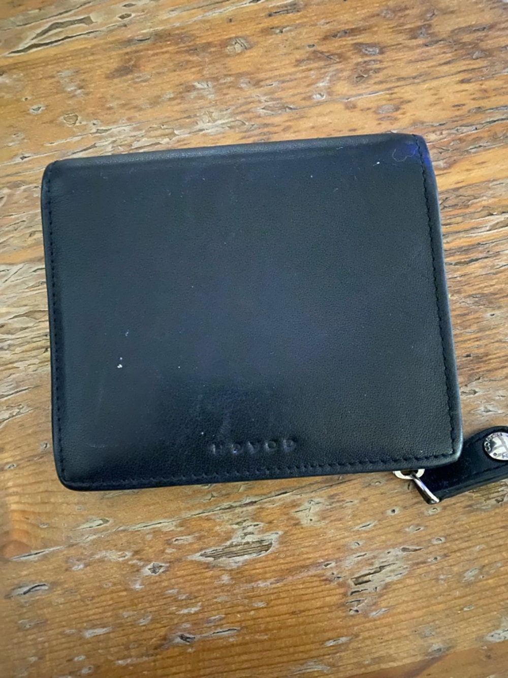Coach Black Leather Zip Wallet with Subtle Logo